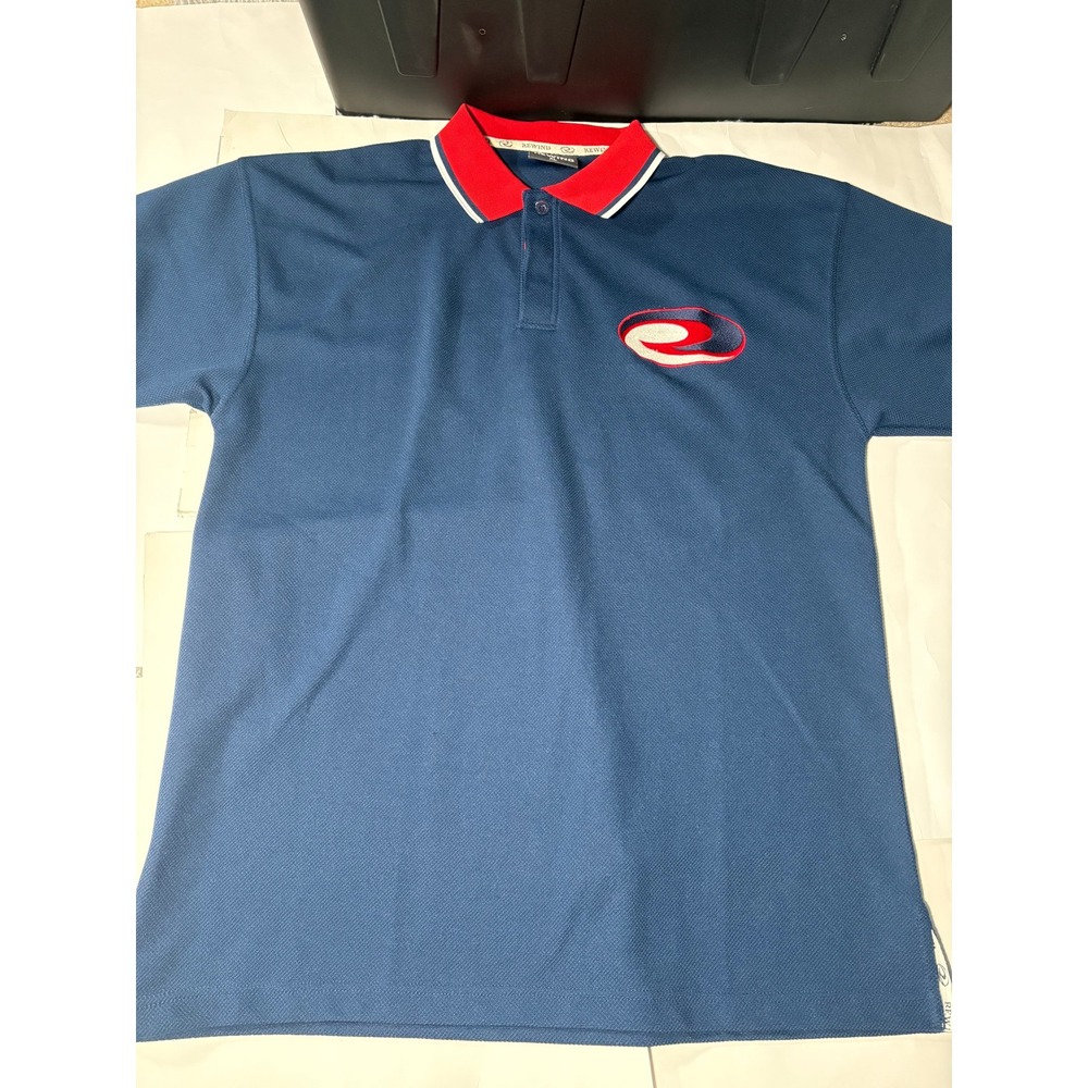 Vintage Rewind Colorblock Polo Shirt‎ XL Blue Red Embroidered Logo 90s